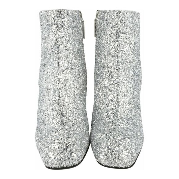 Ferragamo Sal 85 Glitter Ankle Booties Silver Womens